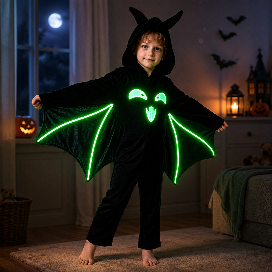 Kids Bat Cape Cloak Halloween Costume Glow in the Dark