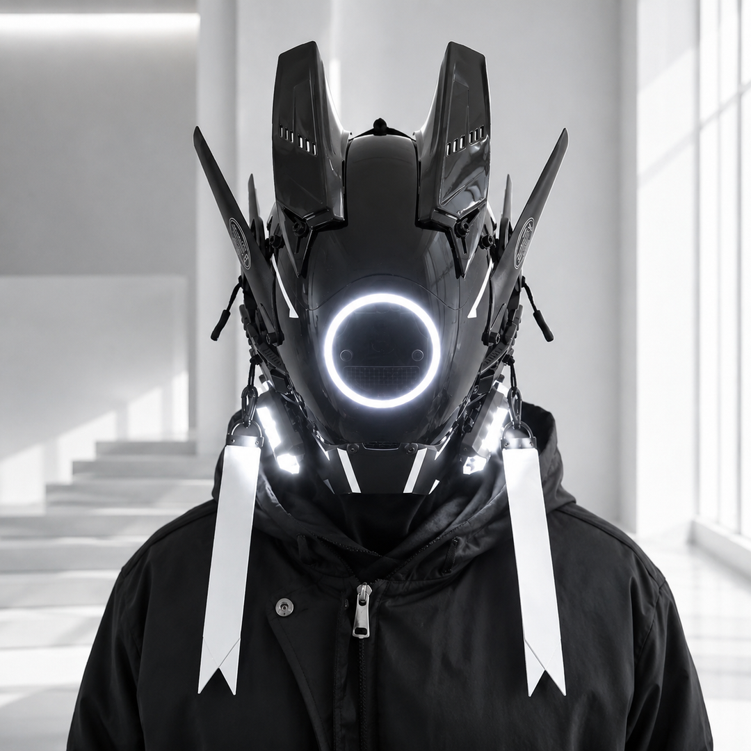 LED Light-Up Cyberpunk Helmet Mask for Festival Rave Costume