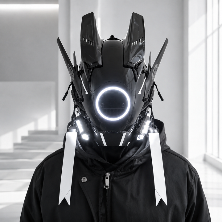 LED Light-Up Cyberpunk Helmet Mask for Festival Rave Costume