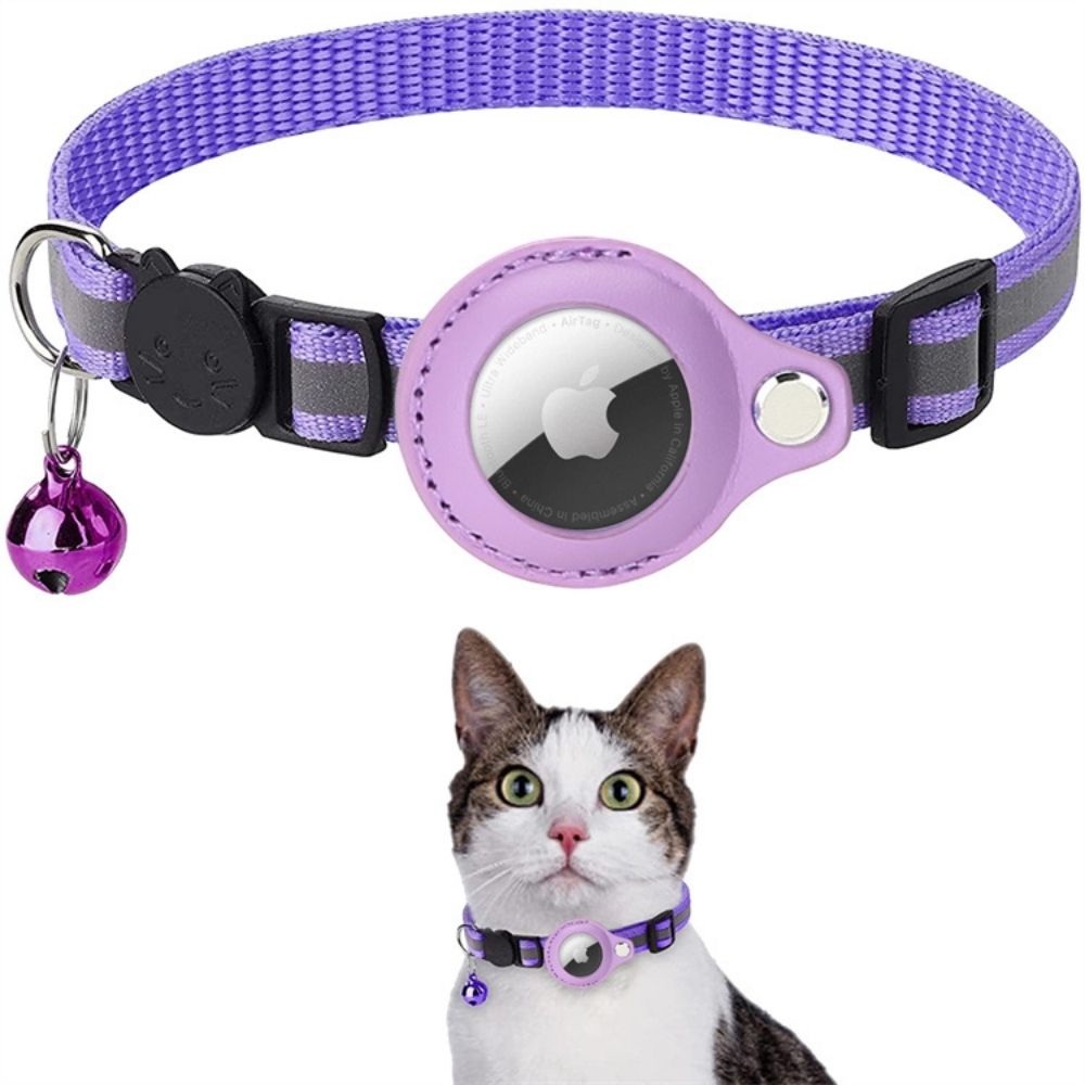 Reflective Cat Collar with GPS Tracker Holder Adjustable Safety Collar