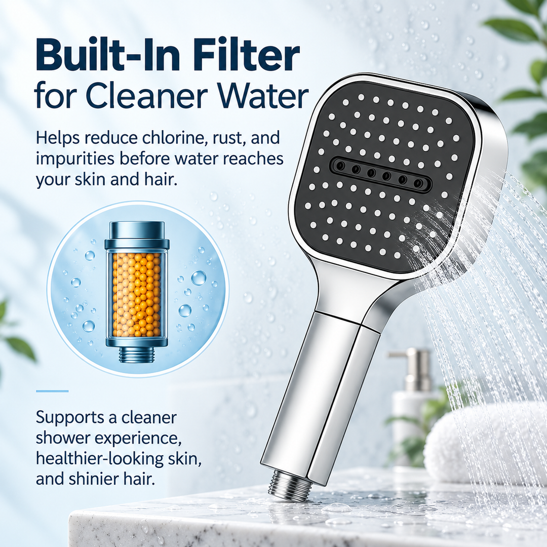 High Pressure Shower Head Filtered Turbo Boost for Skin Hair