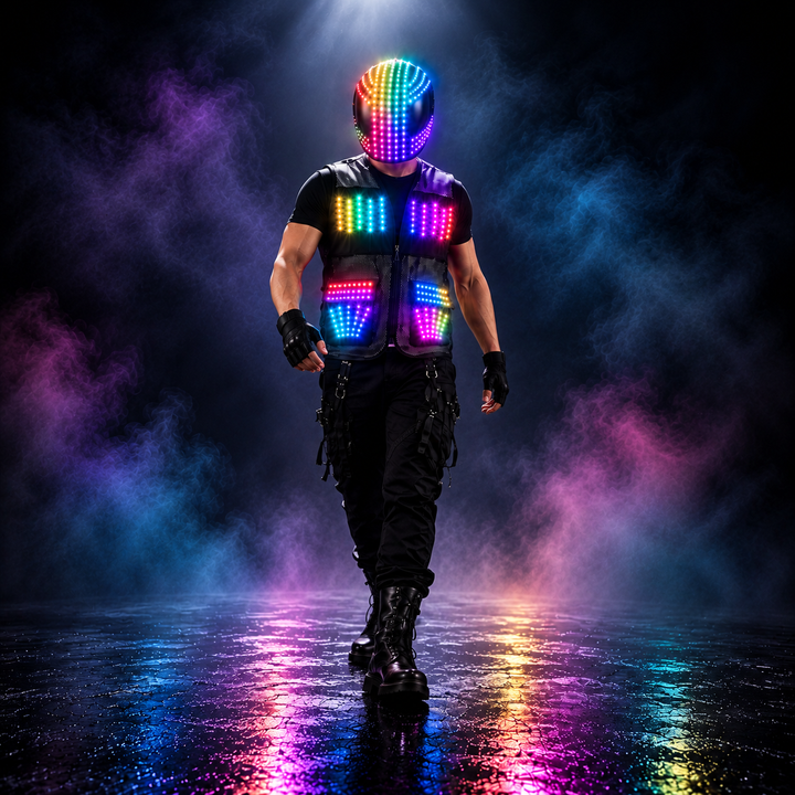 LED Helmet and Vest Set for Stage Performance