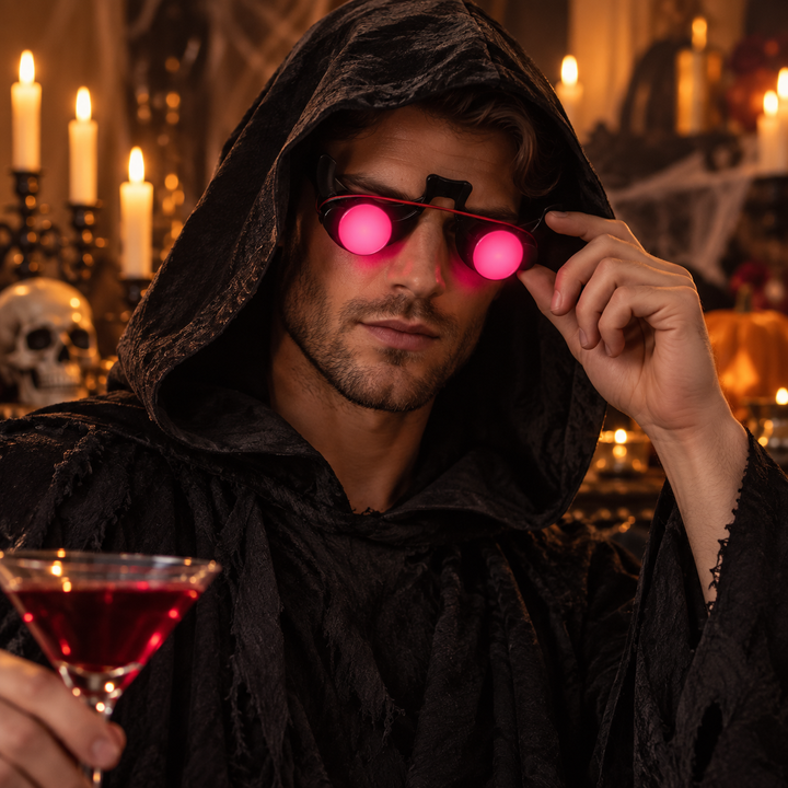 Glow in the Dark Red Eye Halloween Horror Glasses Prop