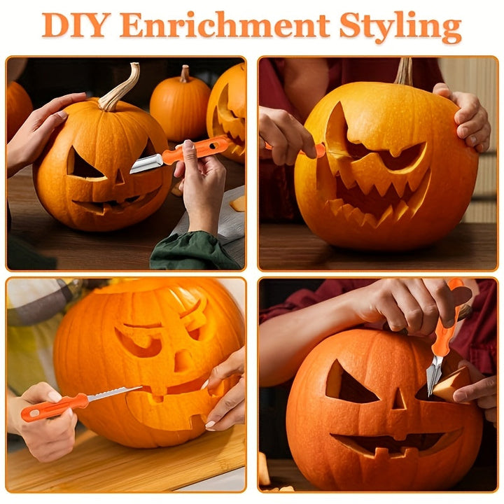 Pumpkin Carving Kit and Tools Set with Stainless Steel Blades and Supplies for Halloween