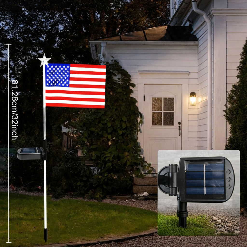 3-Pack Solar American Flag Outdoor Garden Landscape Lights
