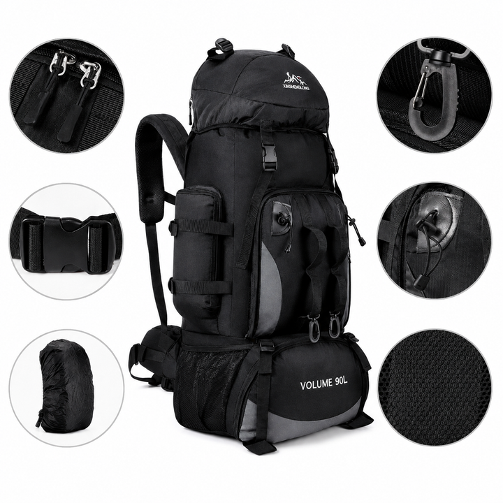 90L Waterproof Hiking Backpack Large Capacity Trekking Camping rucksack