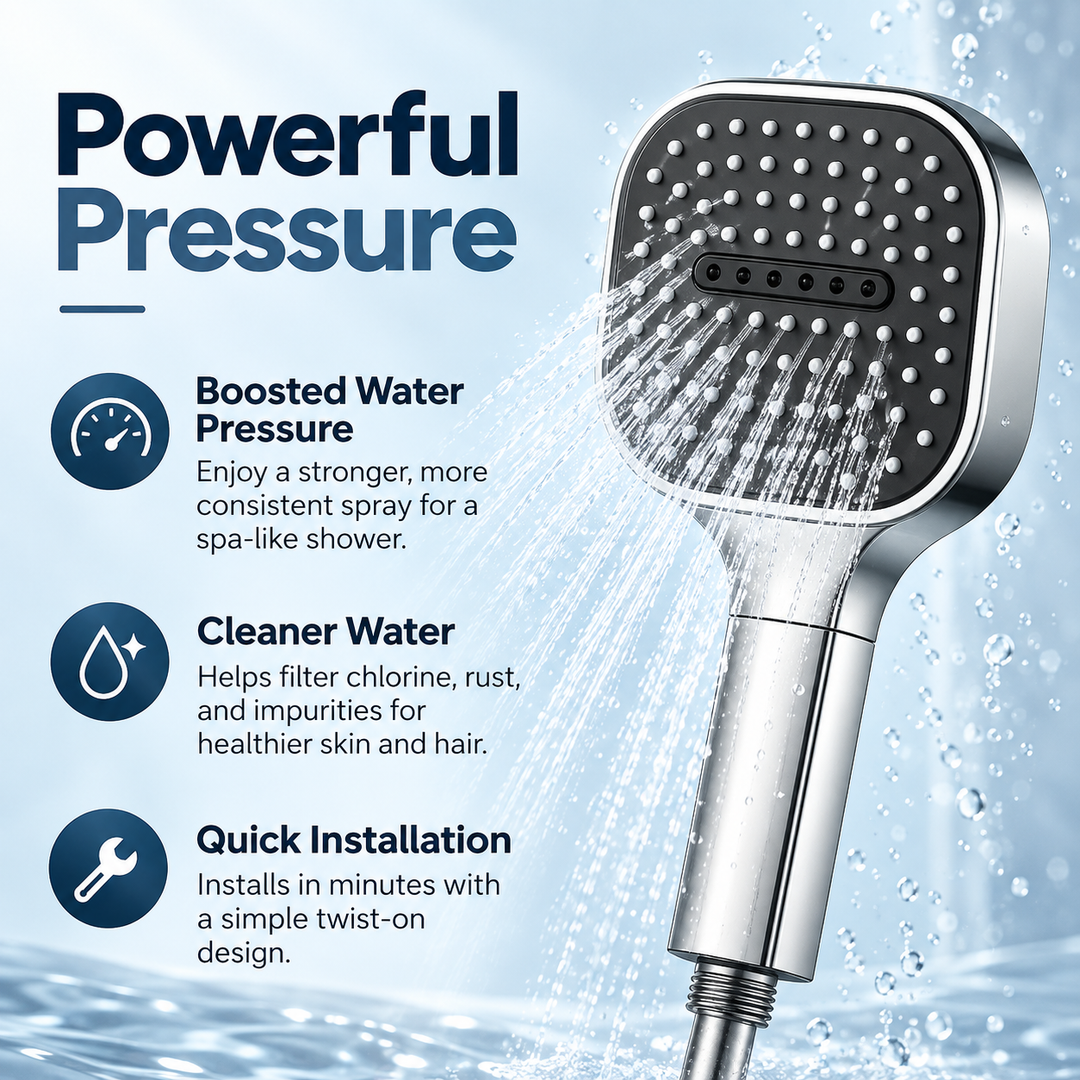 High Pressure Round Shower Head Adjustable Spray Bathroom Fixture