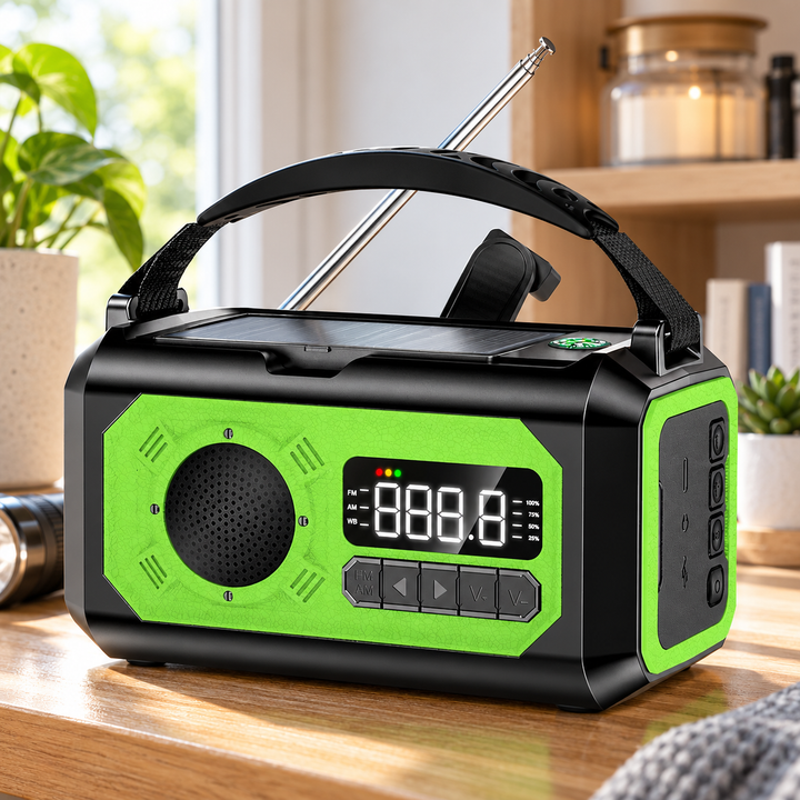 Emergency Weather Radio 12000mAh Digital Display Solar Hand Crank NOAA
