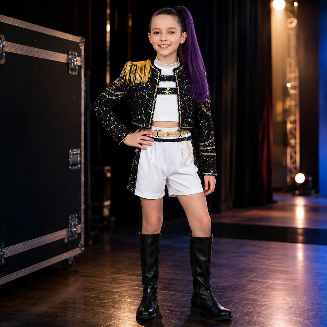 Girls Star Print Performance Dance Costume Set