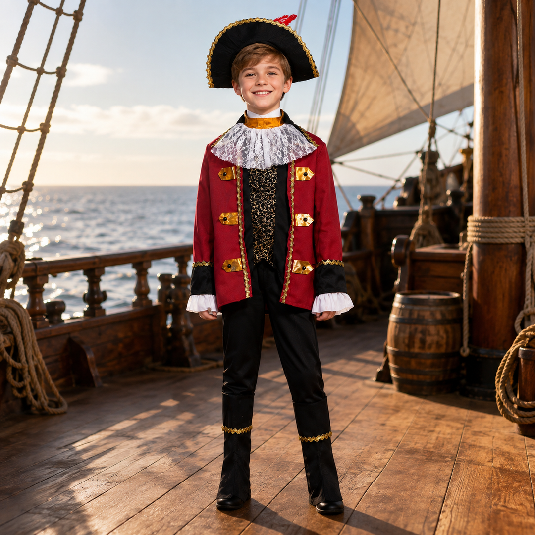 Kids Pirate Captain Costume with Hat Halloween Costume Set