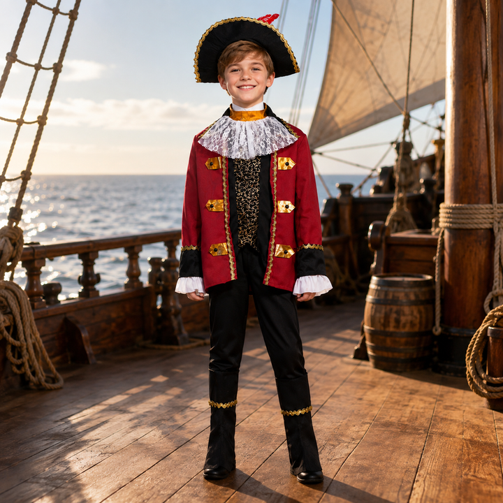 Kids Pirate Captain Costume with Hat Halloween Costume Set