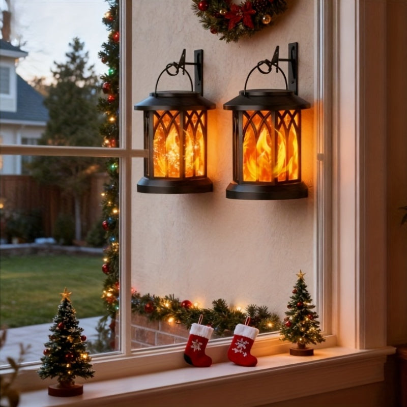 Outdoor Flame Lantern Light Waterproof Hanging LED Fire Effect Lamp