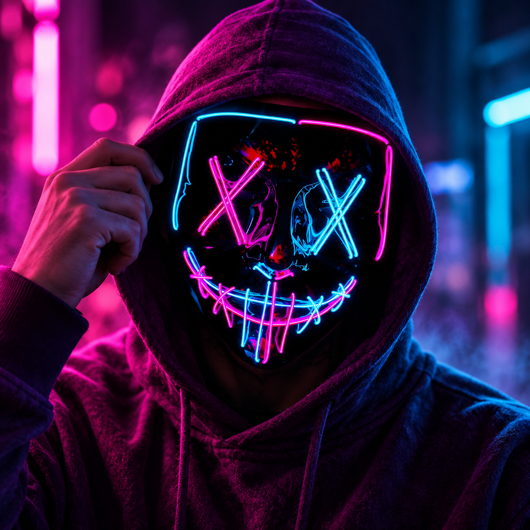 LED Light Up Mask Halloween Cosplay Masquerade Party Mask