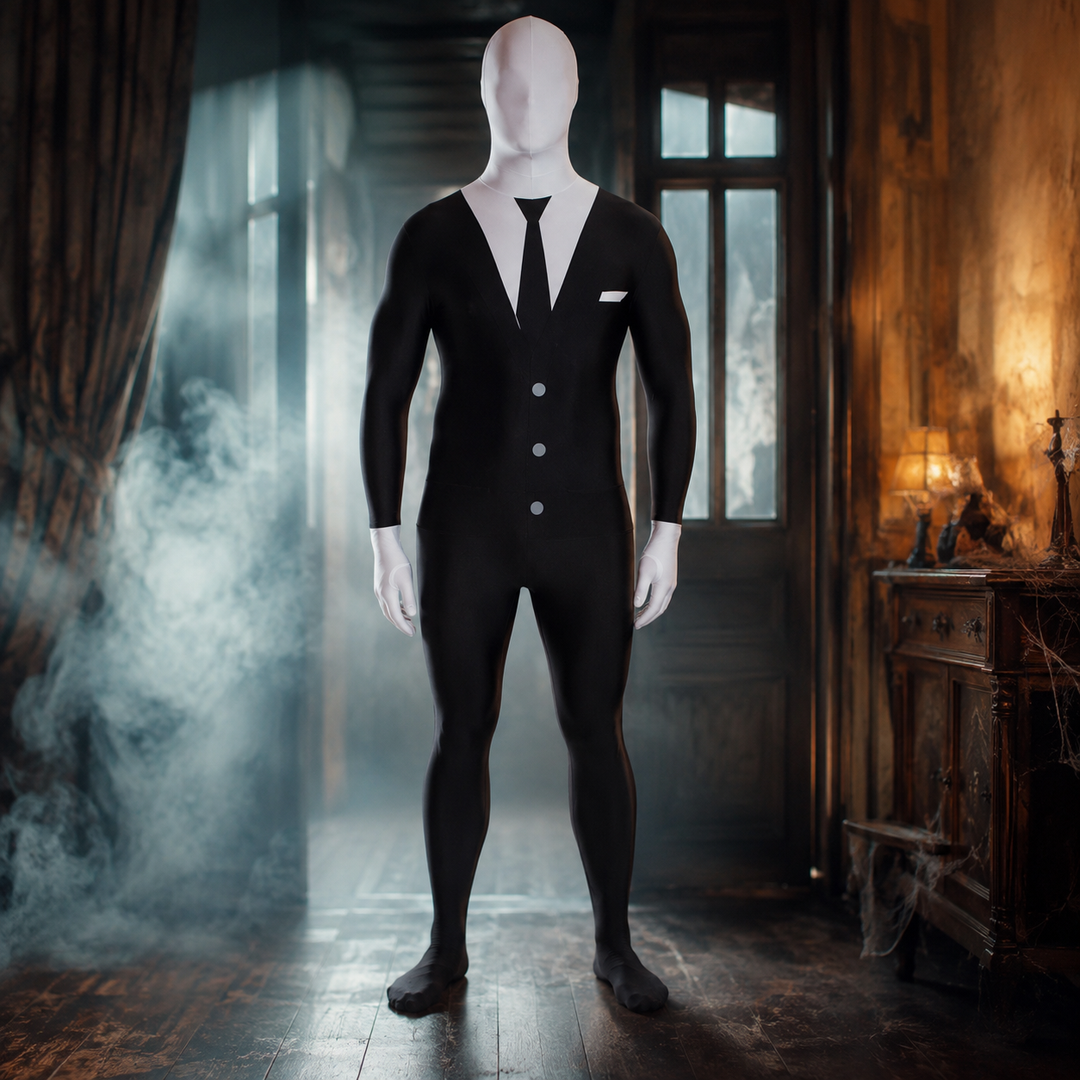 Slenderman Faceless Full Body Suit Halloween Costume for Men