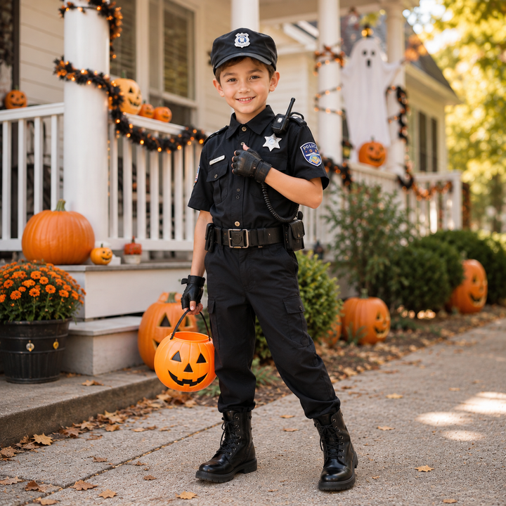 Kids Police Officer Costume Set Uniform Roleplay Cosplay for Children