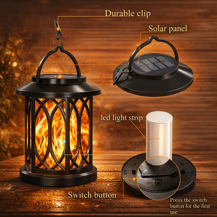 Outdoor Flame Lantern Light Waterproof Hanging LED Fire Effect Lamp