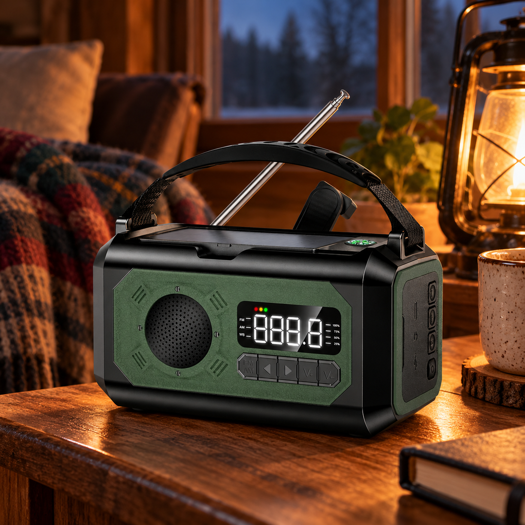 Emergency Weather Radio 12000mAh Digital Display Solar Hand Crank NOAA