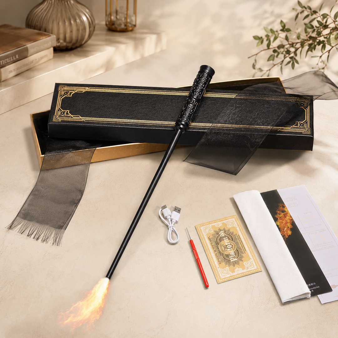 Halloween Magic Wand Wizard Prop with Flame Effect Tip