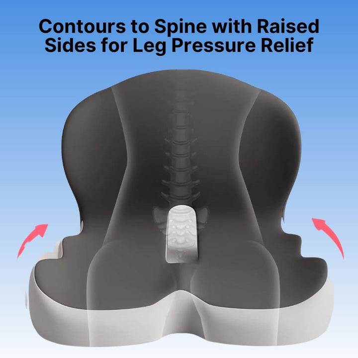 Memory Foam Seat Cushion for Back Pain Relief, Ergonomic Comfort, Tailbone Support