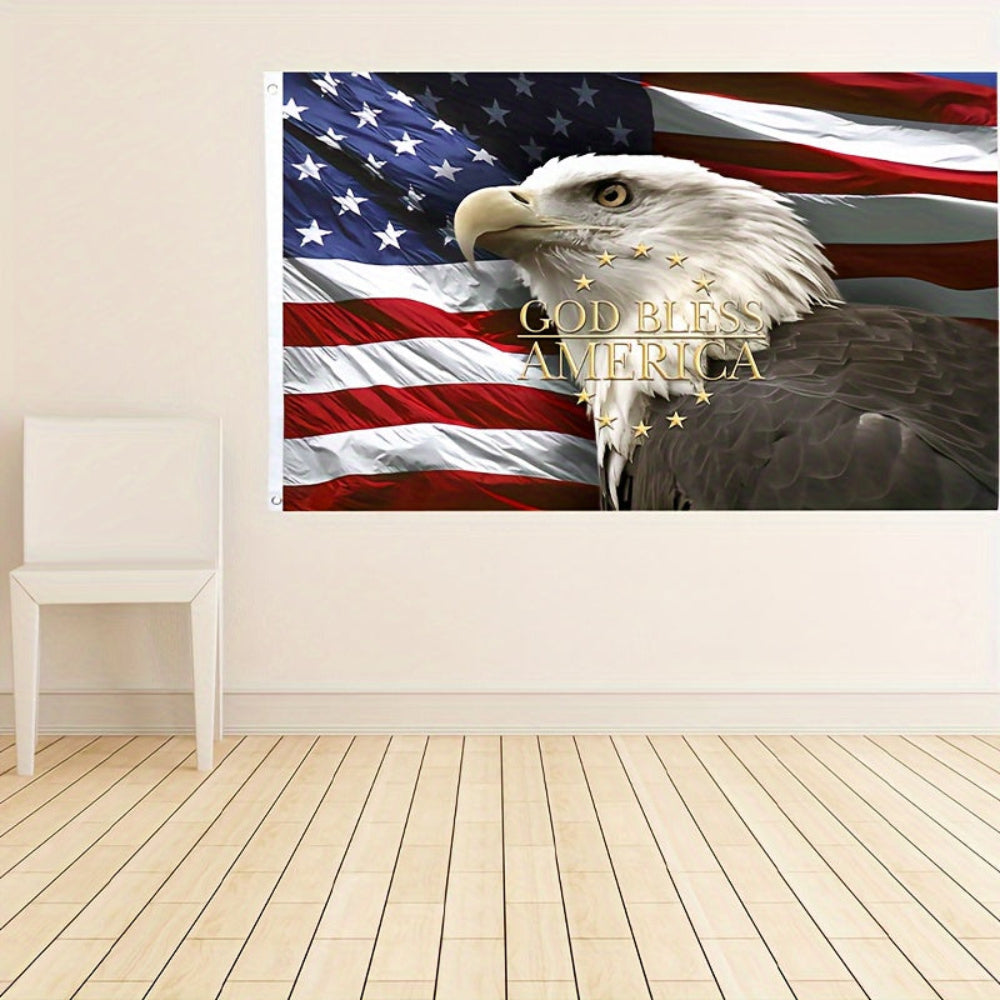 American Flag with Eagle God Bless America Patriotic Outdoor Flag
