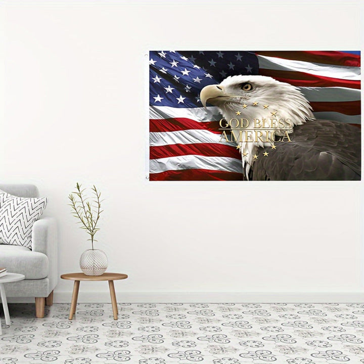 American Flag with Eagle God Bless America Patriotic Outdoor Flag