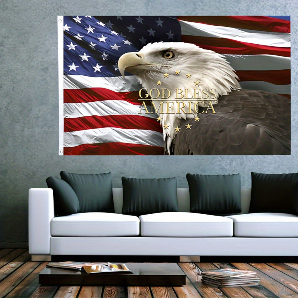 American Flag with Eagle God Bless America Patriotic Outdoor Flag