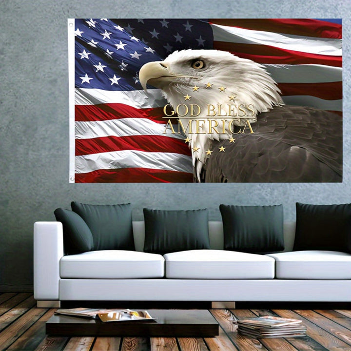 American Flag with Eagle God Bless America Patriotic Outdoor Flag