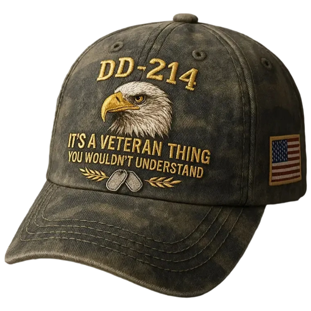 Baseball Cap Embroidered Eagle Veterans Vintage Cotton Adjustable