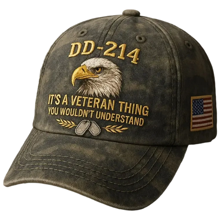 Baseball Cap Embroidered Eagle Veterans Vintage Cotton Adjustable