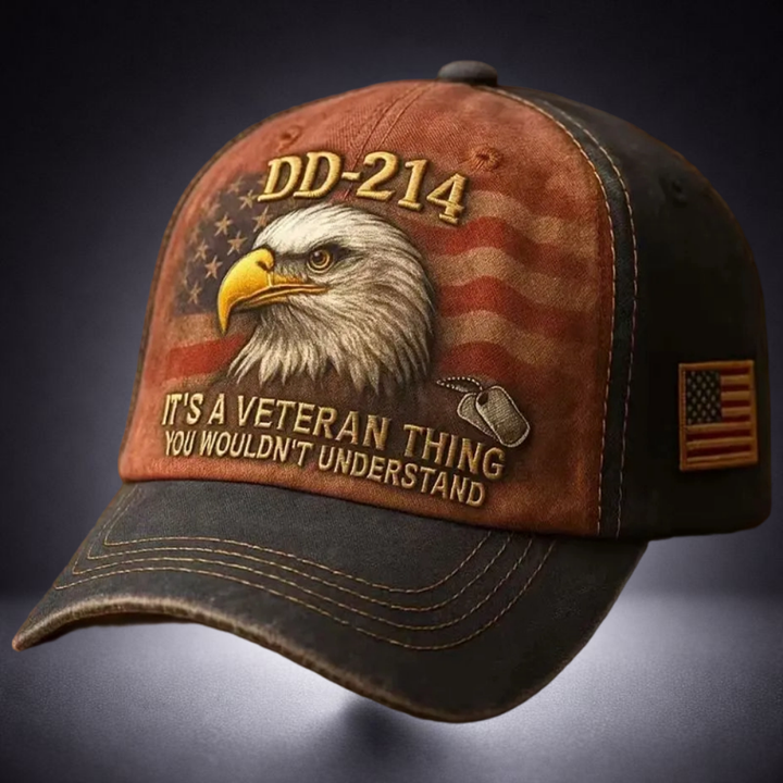 Baseball Cap Embroidered Eagle Veterans Vintage Cotton Adjustable
