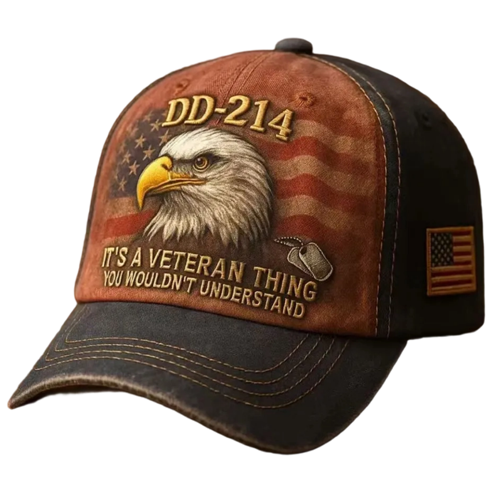 Baseball Cap Embroidered Eagle Veterans Vintage Cotton Adjustable