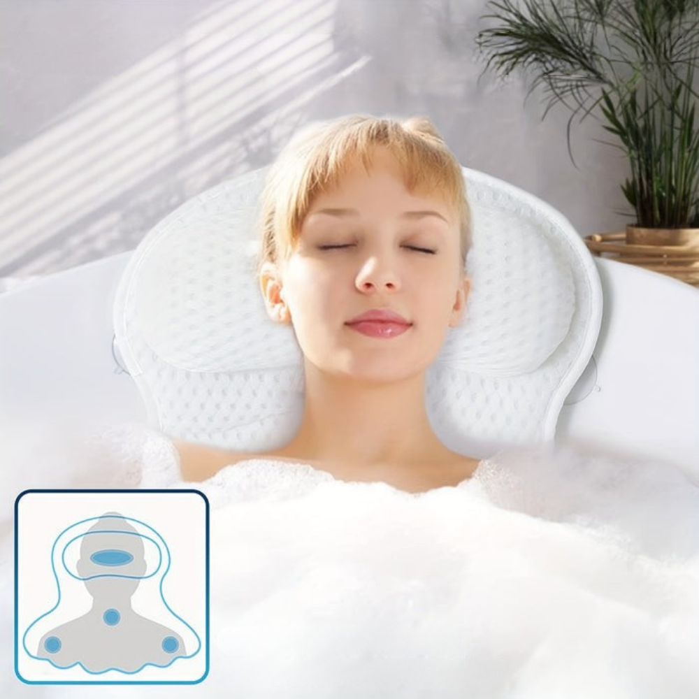 Ergonomic Bath Pillow Mesh Spa Cushion for Bathtub