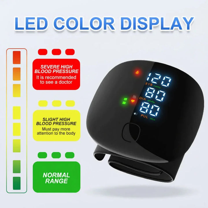 Digital Wrist Blood Pressure Monitor USB Rechargeable Home Use