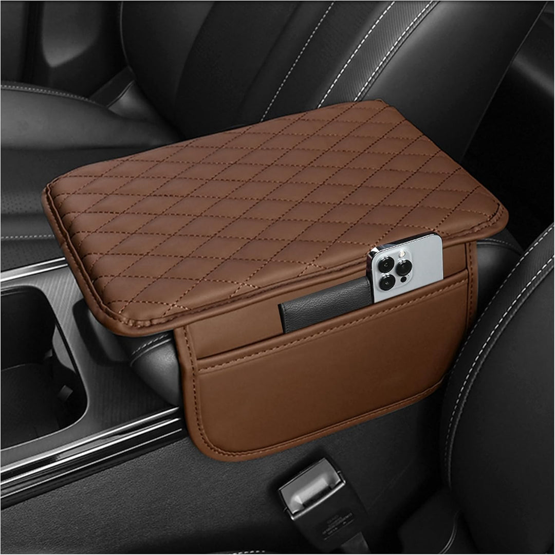 Car Armrest Storage Cover with Adjustable Pockets Organizer