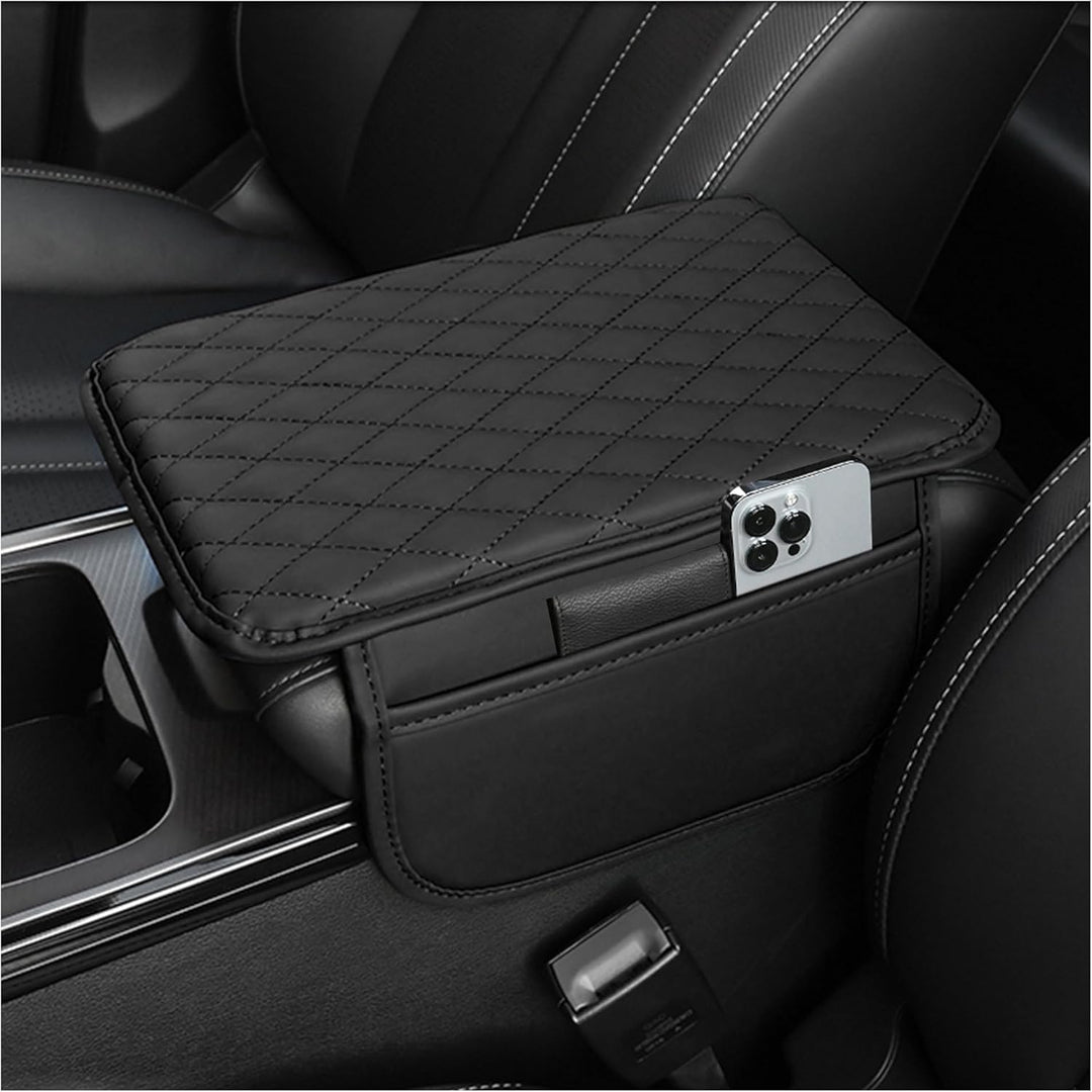 Car Armrest Storage Cover with Adjustable Pockets Organizer