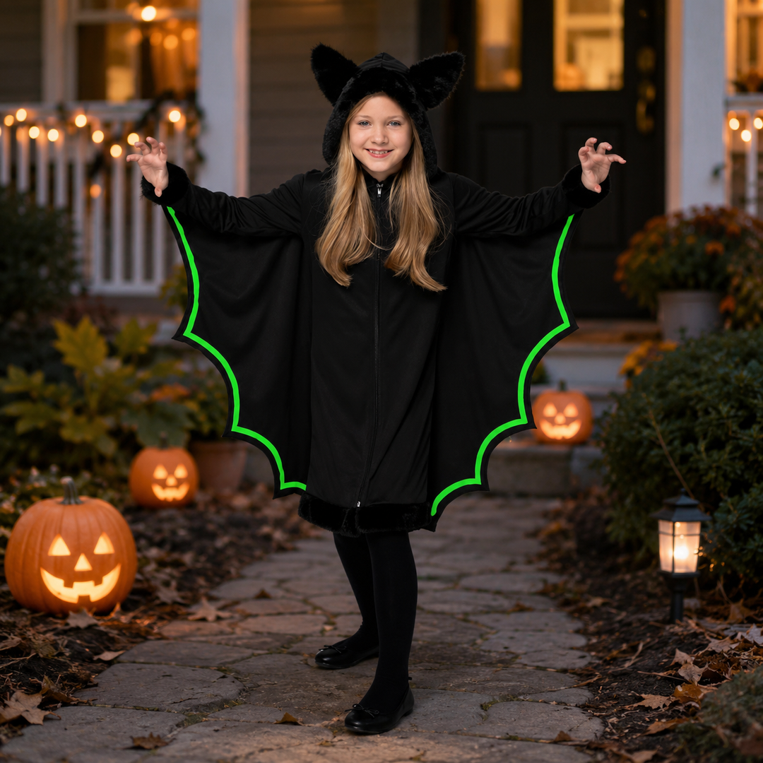Girls Glow in the Dark Bat Wings Halloween Costume Kids Cosplay Outfit