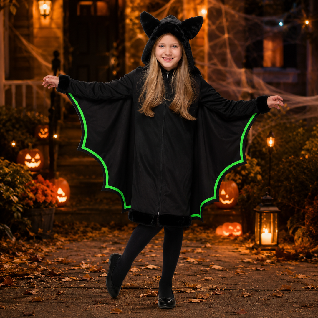 Girls Glow in the Dark Bat Wings Halloween Costume Kids Cosplay Outfit
