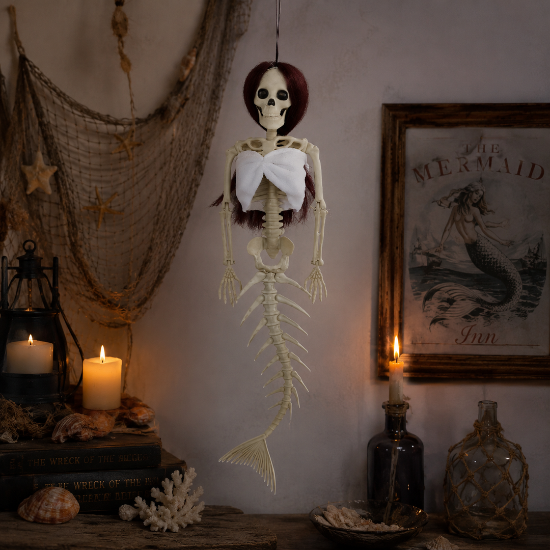 Mermaid Skeleton Hanging Halloween Ornament Outdoor Garden Decor