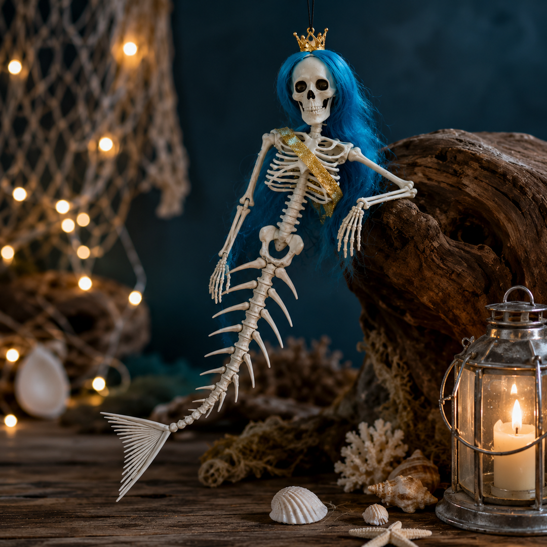 Mermaid Skeleton Hanging Halloween Ornament Outdoor Garden Decor