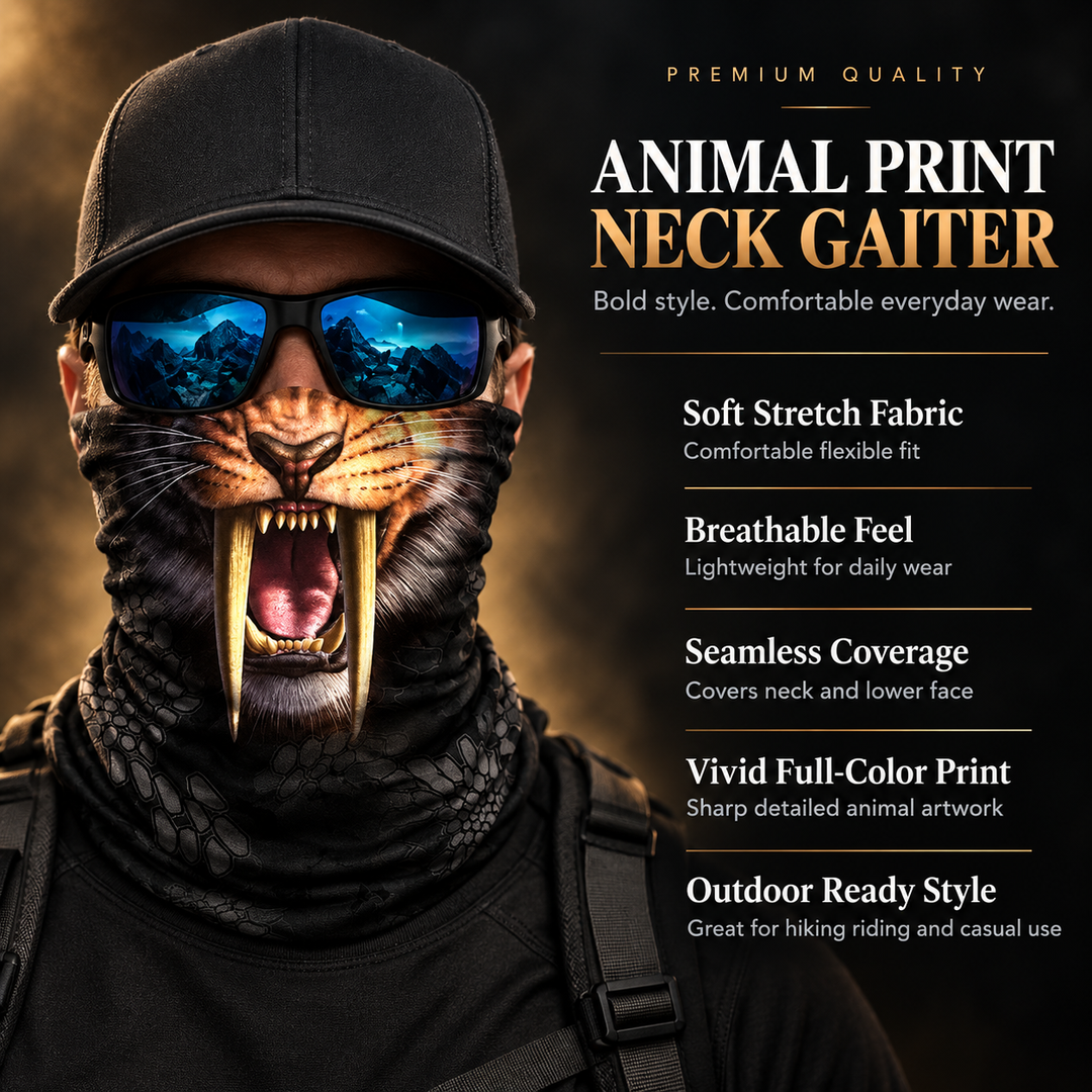 Saber-Tooth Tiger Halloween Face Mask Bandana