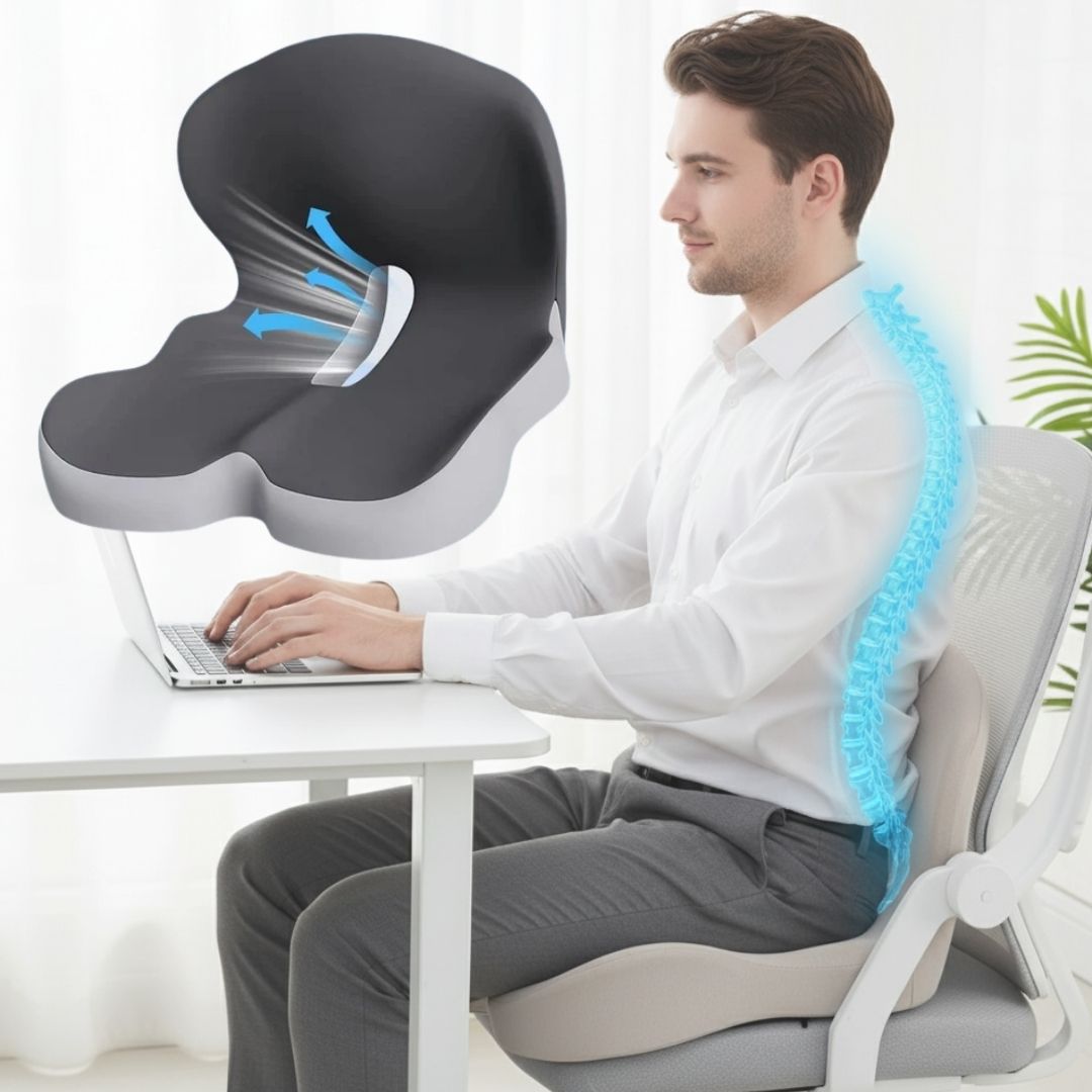 Memory Foam Seat Cushion for Back Pain Relief, Ergonomic Comfort, Tailbone Support