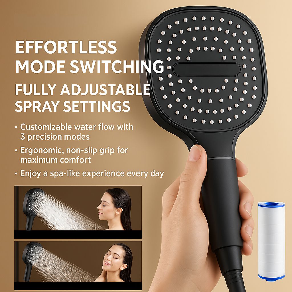 High Pressure Round Shower Head Adjustable Spray Bathroom Fixture