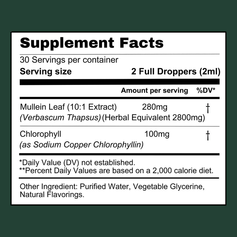 Mullein Extract Herbal Supplement Liquid for Lung Support and Detox