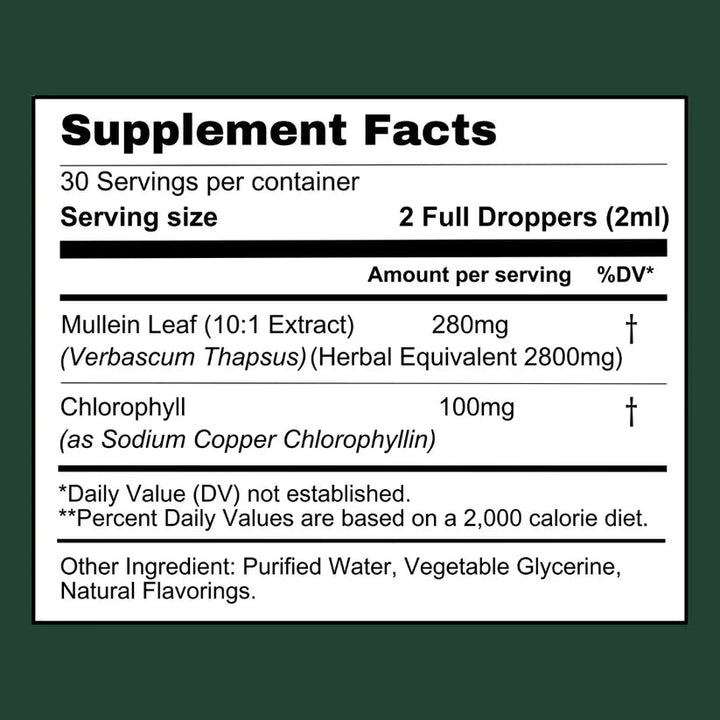 Mullein Extract Herbal Supplement Liquid for Lung Support and Detox