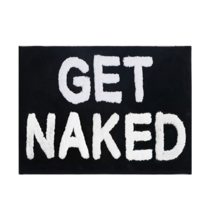 Bathroom Mat Square Printed Funny Get Naked Bath Rug