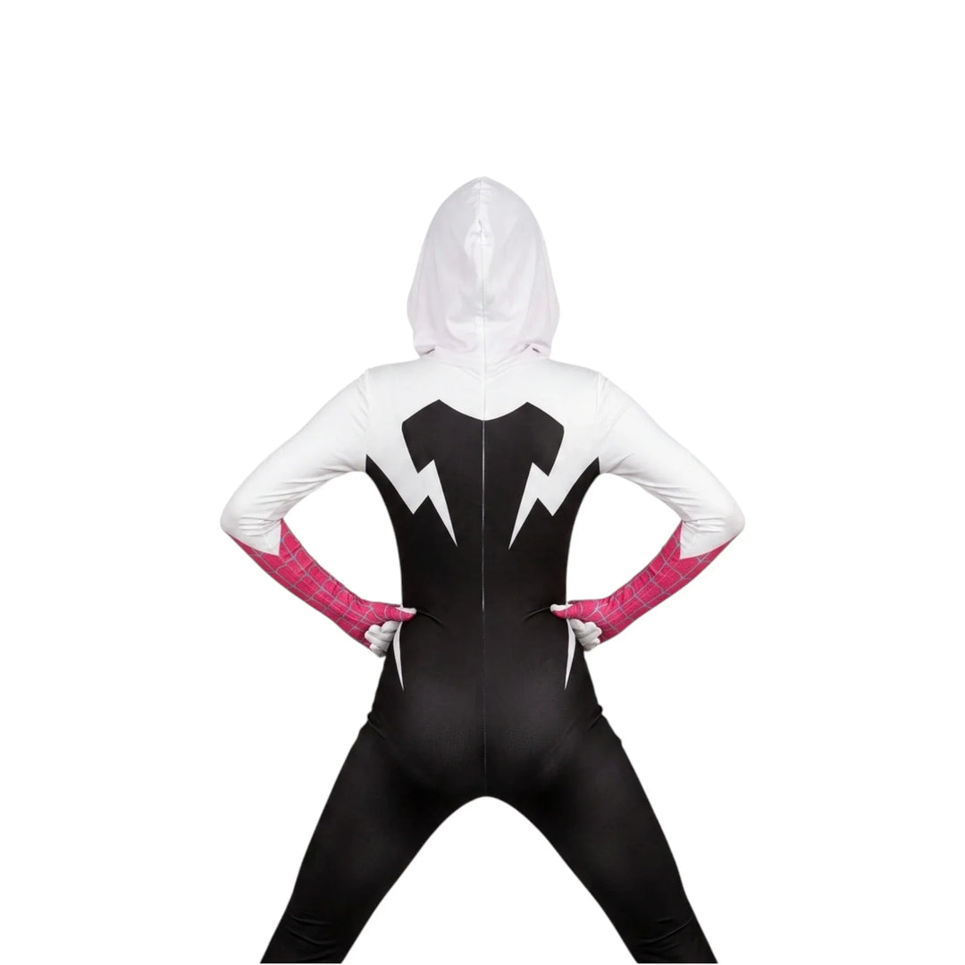 Gwen Stacy Spider Costume Hooded Bodysuit Kids Adults Cosplay