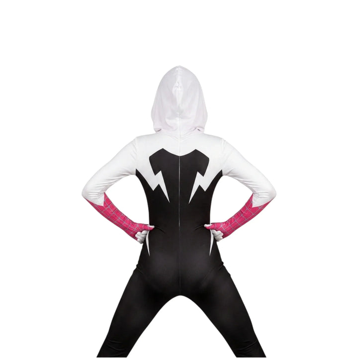 Gwen Stacy Spider Costume Hooded Bodysuit Kids Adults Cosplay