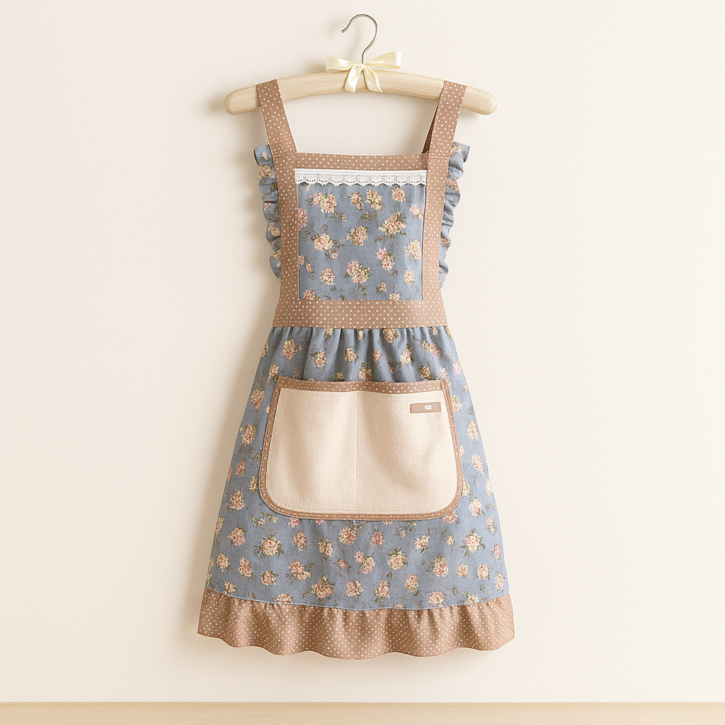 Waterproof Cotton Kitchen Apron with Floral Pattern