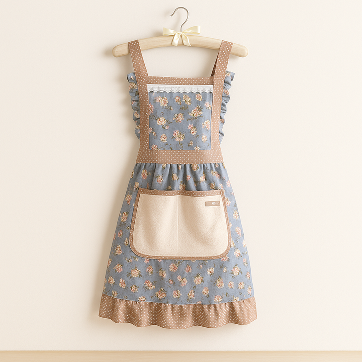 Waterproof Cotton Kitchen Apron with Floral Pattern