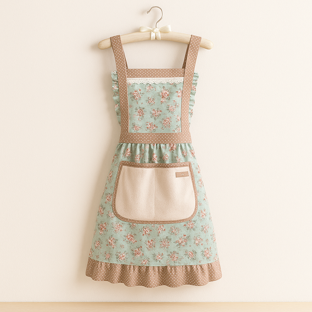 Waterproof Cotton Kitchen Apron with Floral Pattern